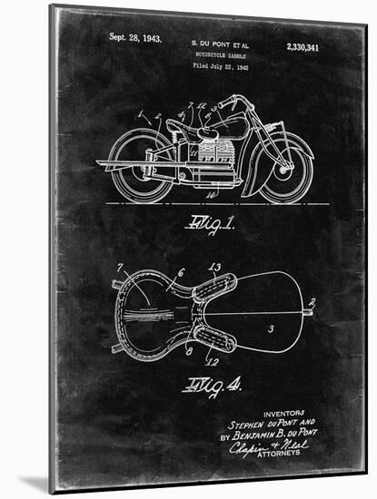 PP893-Black Grunge Indian Motorcycle Saddle Patent Poster-Cole Borders-Mounted Giclee Print