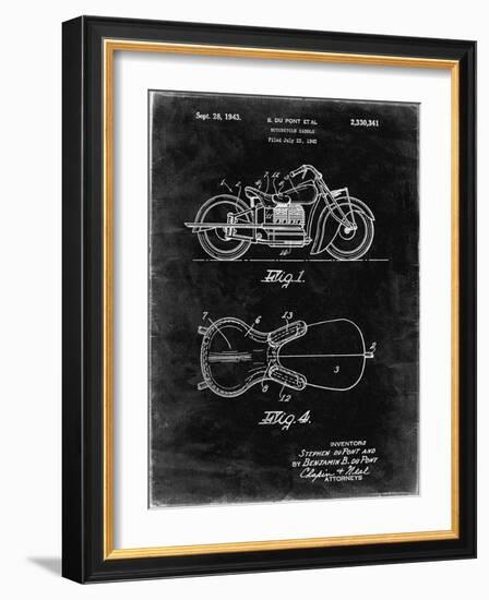 PP893-Black Grunge Indian Motorcycle Saddle Patent Poster-Cole Borders-Framed Giclee Print