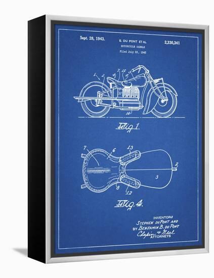 PP893-Blueprint Indian Motorcycle Saddle Patent Poster-Cole Borders-Framed Premier Image Canvas