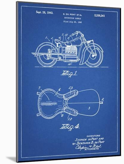 PP893-Blueprint Indian Motorcycle Saddle Patent Poster-Cole Borders-Mounted Giclee Print