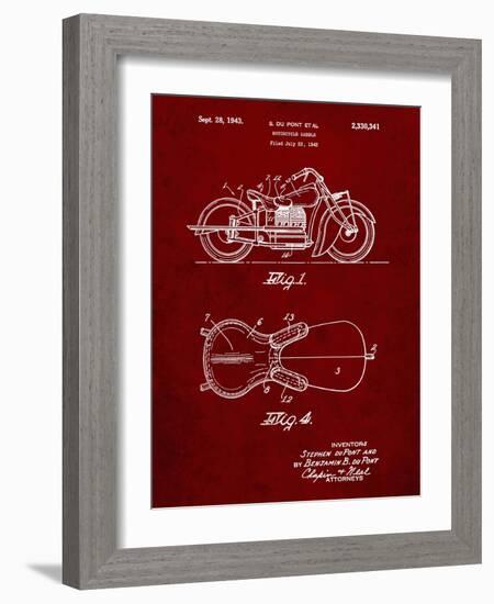 PP893-Burgundy Indian Motorcycle Saddle Patent Poster-Cole Borders-Framed Giclee Print