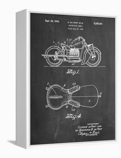 PP893-Chalkboard Indian Motorcycle Saddle Patent Poster-Cole Borders-Framed Premier Image Canvas