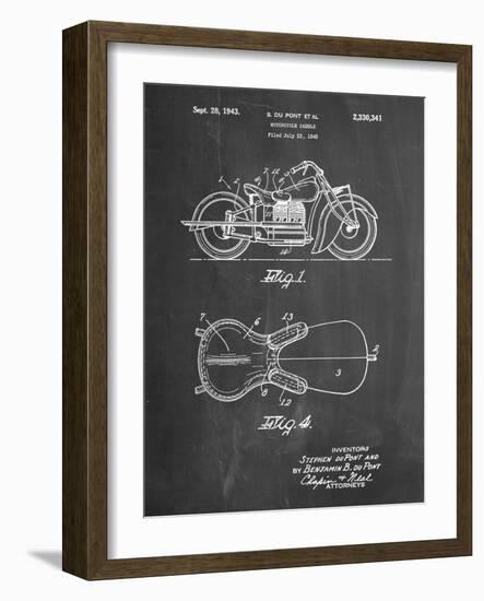 PP893-Chalkboard Indian Motorcycle Saddle Patent Poster-Cole Borders-Framed Giclee Print