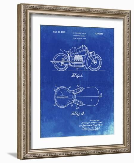 PP893-Faded Blueprint Indian Motorcycle Saddle Patent Poster-Cole Borders-Framed Giclee Print