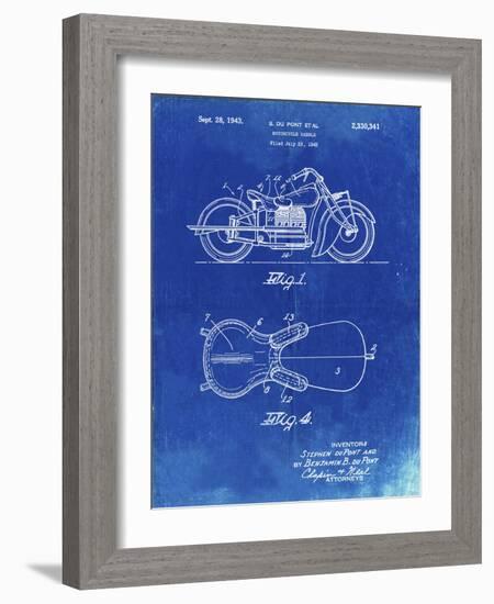 PP893-Faded Blueprint Indian Motorcycle Saddle Patent Poster-Cole Borders-Framed Giclee Print