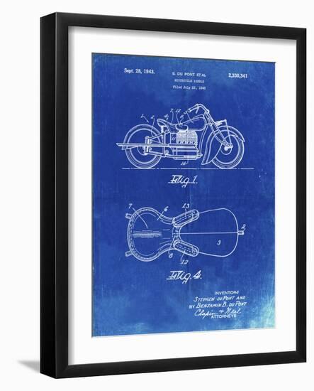 PP893-Faded Blueprint Indian Motorcycle Saddle Patent Poster-Cole Borders-Framed Giclee Print