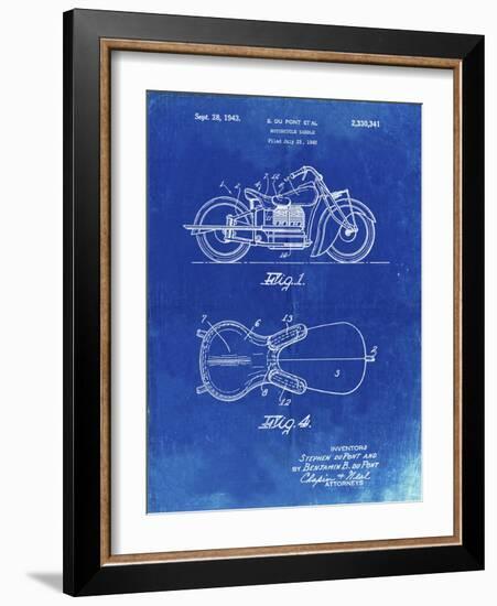 PP893-Faded Blueprint Indian Motorcycle Saddle Patent Poster-Cole Borders-Framed Giclee Print