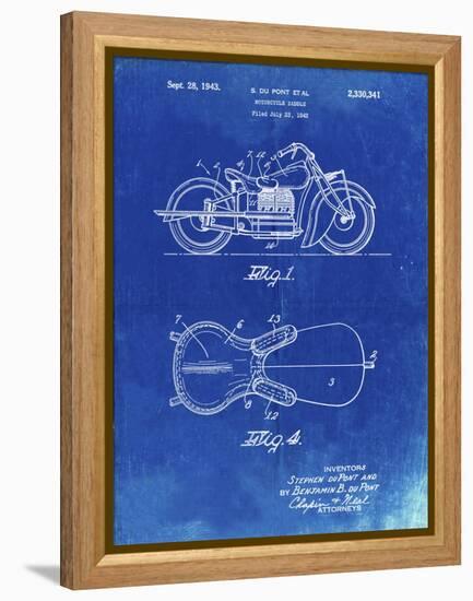 PP893-Faded Blueprint Indian Motorcycle Saddle Patent Poster-Cole Borders-Framed Premier Image Canvas