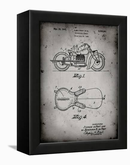 PP893-Faded Grey Indian Motorcycle Saddle Patent Poster-Cole Borders-Framed Premier Image Canvas