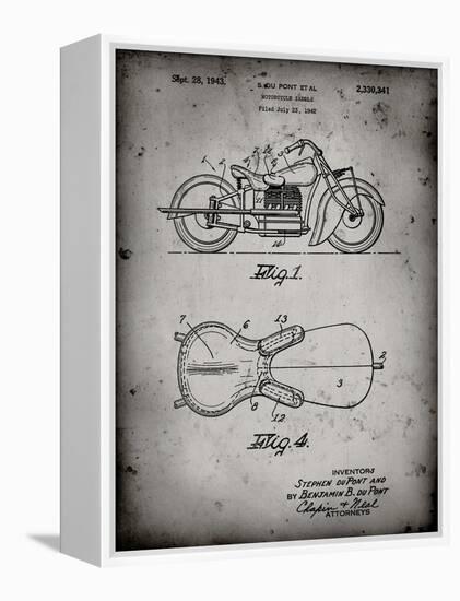 PP893-Faded Grey Indian Motorcycle Saddle Patent Poster-Cole Borders-Framed Premier Image Canvas