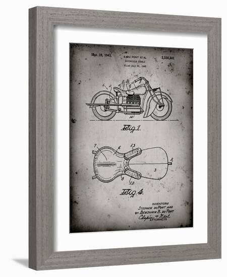 PP893-Faded Grey Indian Motorcycle Saddle Patent Poster-Cole Borders-Framed Giclee Print