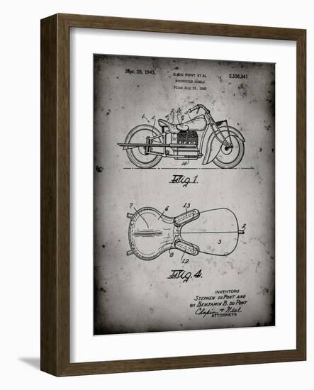 PP893-Faded Grey Indian Motorcycle Saddle Patent Poster-Cole Borders-Framed Giclee Print