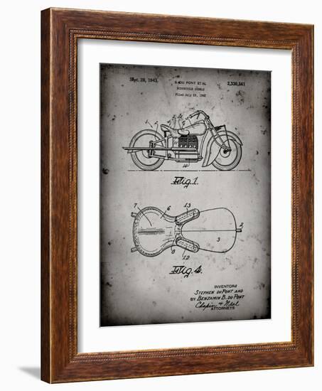 PP893-Faded Grey Indian Motorcycle Saddle Patent Poster-Cole Borders-Framed Giclee Print