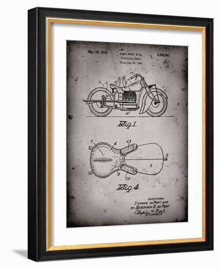 PP893-Faded Grey Indian Motorcycle Saddle Patent Poster-Cole Borders-Framed Giclee Print