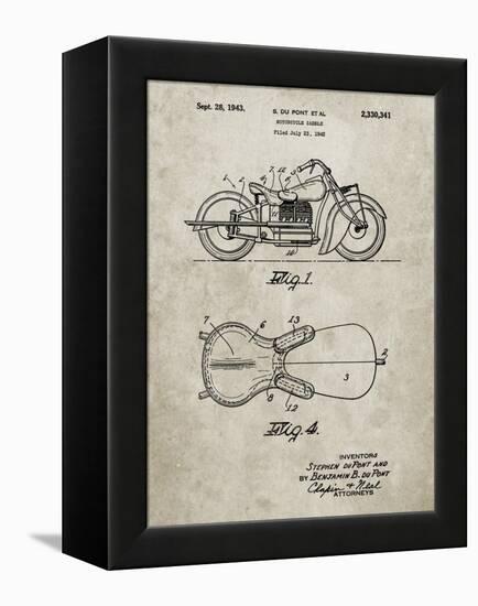 PP893-Sandstone Indian Motorcycle Saddle Patent Poster-Cole Borders-Framed Premier Image Canvas