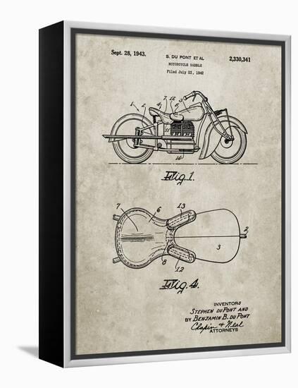 PP893-Sandstone Indian Motorcycle Saddle Patent Poster-Cole Borders-Framed Premier Image Canvas