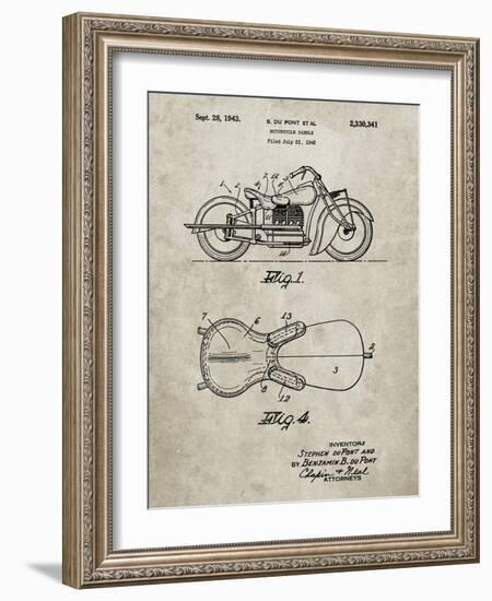 PP893-Sandstone Indian Motorcycle Saddle Patent Poster-Cole Borders-Framed Giclee Print