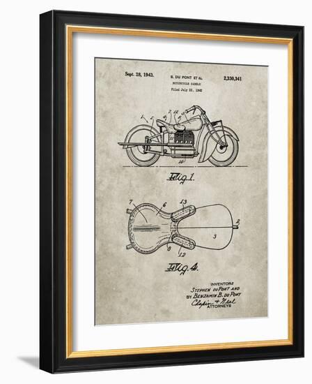 PP893-Sandstone Indian Motorcycle Saddle Patent Poster-Cole Borders-Framed Giclee Print