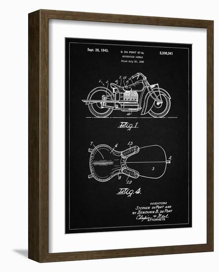 PP893-Vintage Black Indian Motorcycle Saddle Patent Poster-Cole Borders-Framed Giclee Print