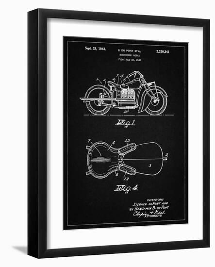 PP893-Vintage Black Indian Motorcycle Saddle Patent Poster-Cole Borders-Framed Giclee Print