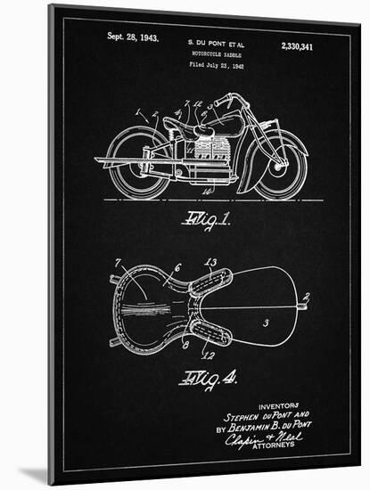 PP893-Vintage Black Indian Motorcycle Saddle Patent Poster-Cole Borders-Mounted Giclee Print