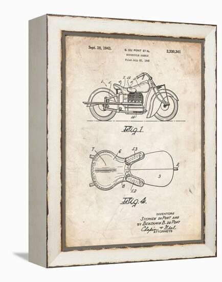 PP893-Vintage Parchment Indian Motorcycle Saddle Patent Poster-Cole Borders-Framed Premier Image Canvas