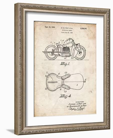 PP893-Vintage Parchment Indian Motorcycle Saddle Patent Poster-Cole Borders-Framed Giclee Print