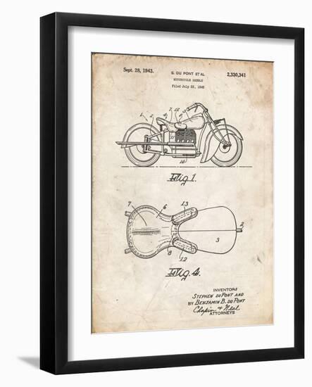 PP893-Vintage Parchment Indian Motorcycle Saddle Patent Poster-Cole Borders-Framed Giclee Print