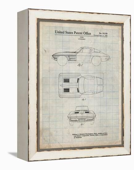 PP90-Antique Grid Parchment 1962 Corvette Stingray Patent Poster-Cole Borders-Framed Premier Image Canvas
