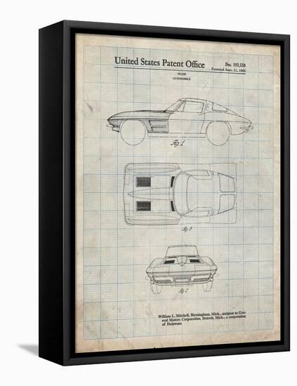 PP90-Antique Grid Parchment 1962 Corvette Stingray Patent Poster-Cole Borders-Framed Premier Image Canvas