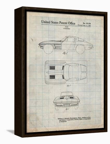 PP90-Antique Grid Parchment 1962 Corvette Stingray Patent Poster-Cole Borders-Framed Premier Image Canvas