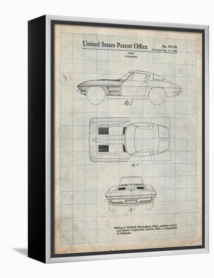 PP90-Antique Grid Parchment 1962 Corvette Stingray Patent Poster-Cole Borders-Framed Premier Image Canvas
