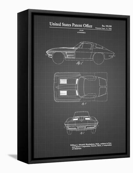 PP90-Black Grid 1962 Corvette Stingray Patent Poster-Cole Borders-Framed Premier Image Canvas