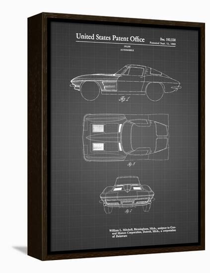 PP90-Black Grid 1962 Corvette Stingray Patent Poster-Cole Borders-Framed Premier Image Canvas