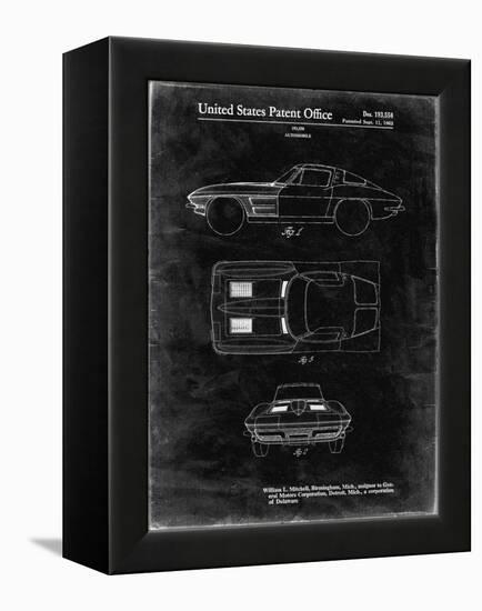 PP90-Black Grunge 1962 Corvette Stingray Patent Poster-Cole Borders-Framed Premier Image Canvas