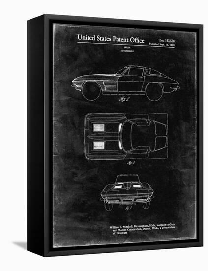 PP90-Black Grunge 1962 Corvette Stingray Patent Poster-Cole Borders-Framed Premier Image Canvas