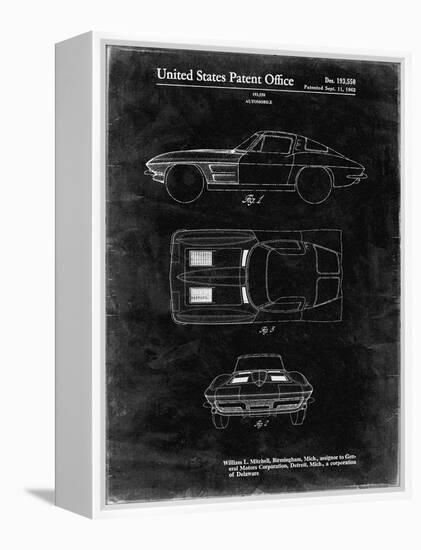 PP90-Black Grunge 1962 Corvette Stingray Patent Poster-Cole Borders-Framed Premier Image Canvas