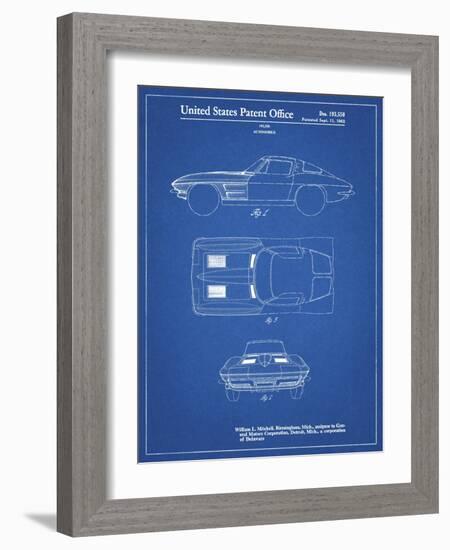 PP90-Blueprint 1962 Corvette Stingray Patent Poster-Cole Borders-Framed Giclee Print