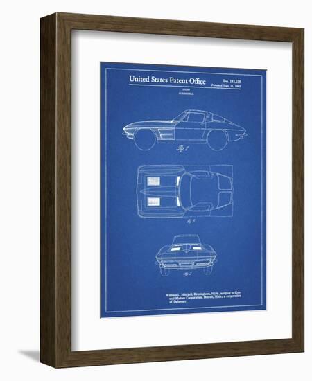 PP90-Blueprint 1962 Corvette Stingray Patent Poster-Cole Borders-Framed Premium Giclee Print