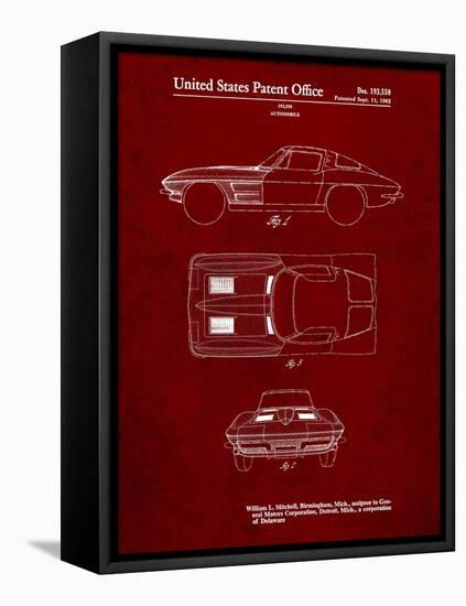 PP90-Burgundy 1962 Corvette Stingray Patent Poster-Cole Borders-Framed Premier Image Canvas