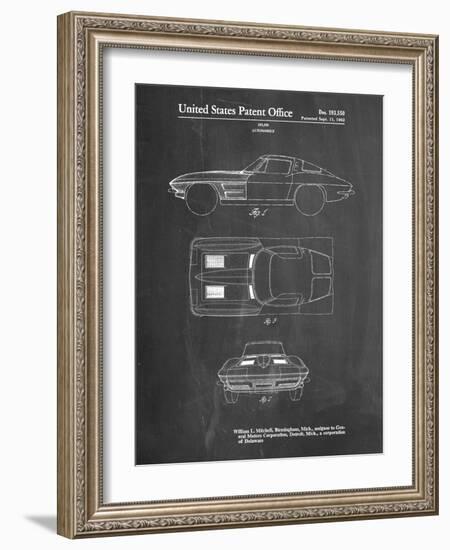 PP90-Chalkboard 1962 Corvette Stingray Patent Poster-Cole Borders-Framed Giclee Print