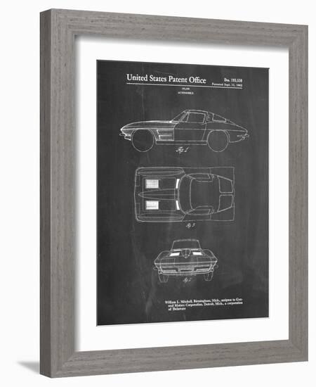 PP90-Chalkboard 1962 Corvette Stingray Patent Poster-Cole Borders-Framed Giclee Print