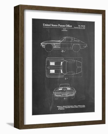 PP90-Chalkboard 1962 Corvette Stingray Patent Poster-Cole Borders-Framed Giclee Print