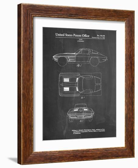 PP90-Chalkboard 1962 Corvette Stingray Patent Poster-Cole Borders-Framed Giclee Print