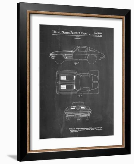 PP90-Chalkboard 1962 Corvette Stingray Patent Poster-Cole Borders-Framed Giclee Print