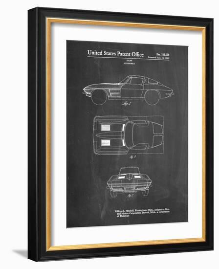 PP90-Chalkboard 1962 Corvette Stingray Patent Poster-Cole Borders-Framed Giclee Print