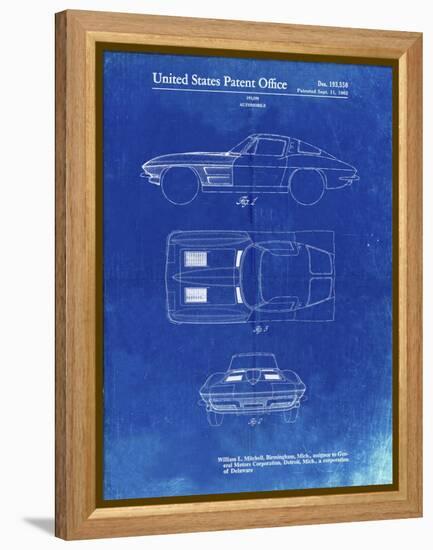 PP90-Faded Blueprint 1962 Corvette Stingray Patent Poster-Cole Borders-Framed Premier Image Canvas