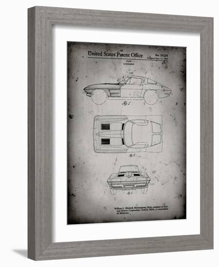 PP90-Faded Grey 1962 Corvette Stingray Patent Poster-Cole Borders-Framed Giclee Print