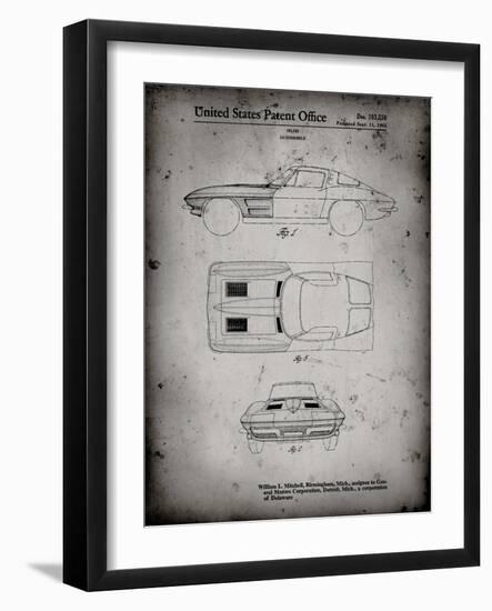 PP90-Faded Grey 1962 Corvette Stingray Patent Poster-Cole Borders-Framed Giclee Print