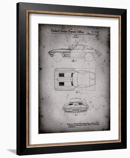 PP90-Faded Grey 1962 Corvette Stingray Patent Poster-Cole Borders-Framed Giclee Print